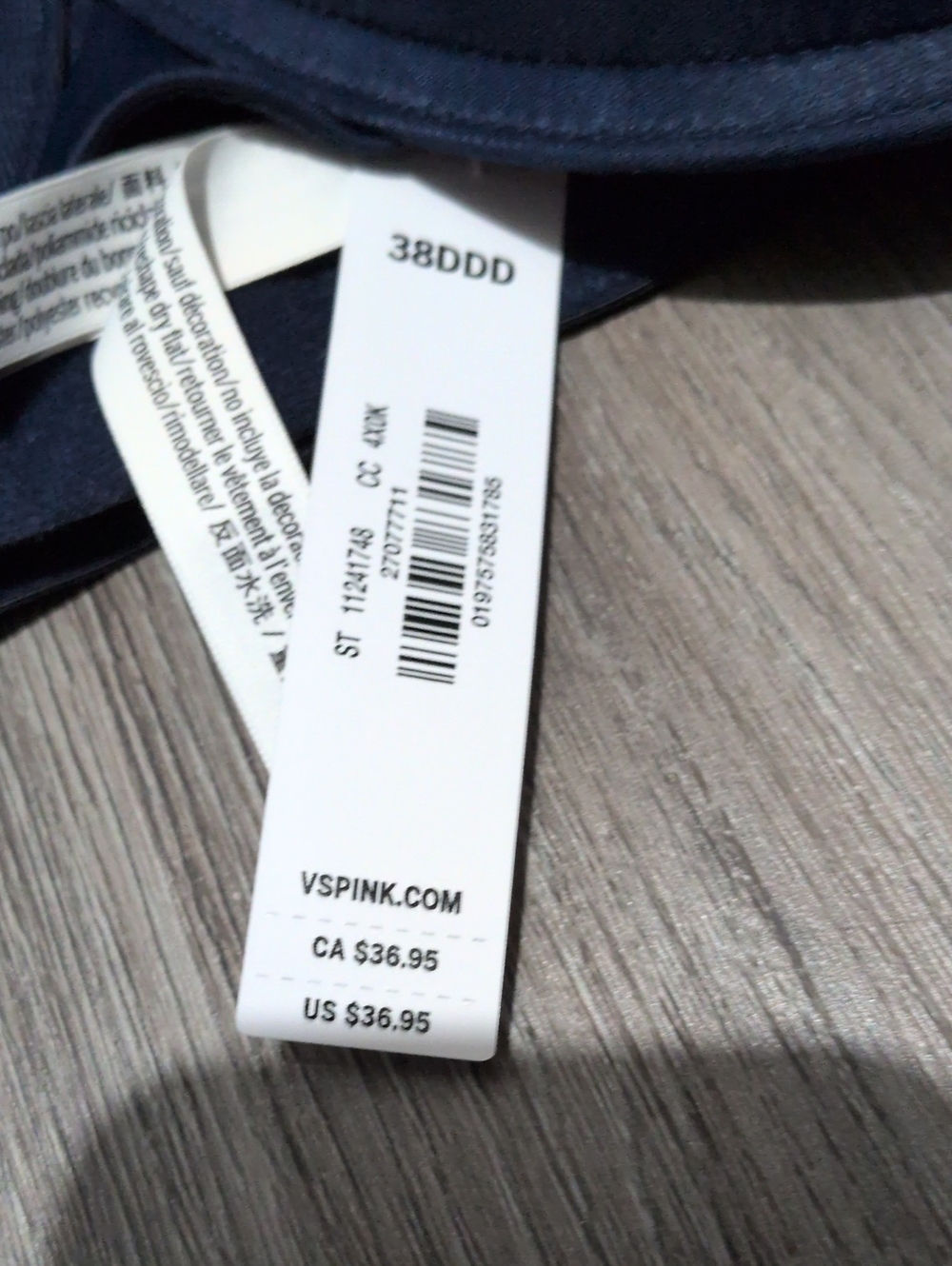 Victoria's Secret Pink Wear Everywhere Push-up Bra NWT Navy Blue 38DDD - Picture 5 of 5
